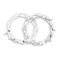 Rhodium Silver Twisted Interlock 3-Rows Clasp 18mm