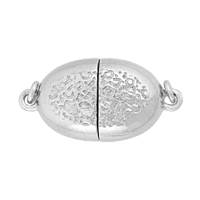 Rhodium Silver Magnetic Hammer Oval Clasp 15mm