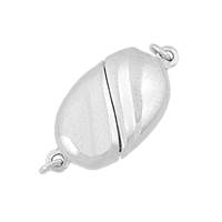 Rhodium Silver Oval Magnetic Clasp 16mm