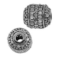 Rhodium Sterling Silver Barrel Diamond Bead R-4