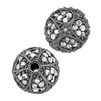 Rhodium Sterling Silver Ball Diamond Bead B-4