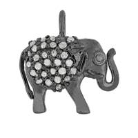 Rhodium Silver Elephant Diamond Charm 13mm