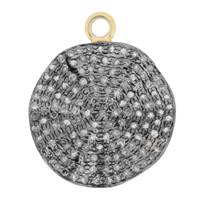 Rhodium Silver Wave Coin Diamond Charm 20mm