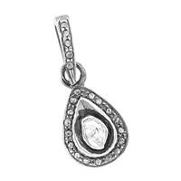 Rhodium Silver Pear Diamond Charm 15mm