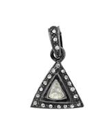 Rhodium Silver Triangle Diamond Charm 12mm