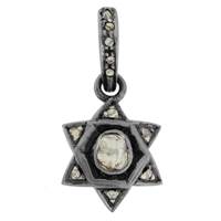 Rhodium Silver Star of David Diamond Charm 12mm