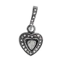 Rhodium Silver Heart Diamond Charm 11mm