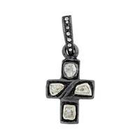 Rhodium Silver Cross Diamond Charm 16mm