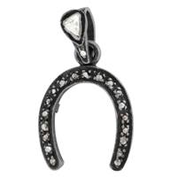 Rhodium Silver Diamond Horse Shoe 25mm