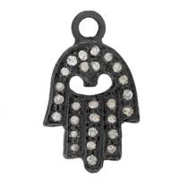 Rhodium Silver Hamsa Diamond Charm 12mm