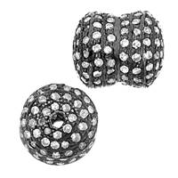 Rhodium Sterling Silver Barrel Diamond Bead R-6