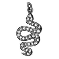 Rhodium Silver Snake Diamond Charm 24mm