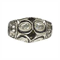 Rhodium Sterling Silver Barrel Diamond Bead R-16