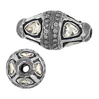 Rhodium Sterling Silver Barrel Diamond Bead R-7