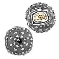 Rhodium Sterling Silver Cube Diamond Bead C-2