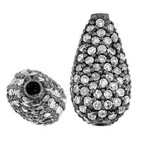 Rhodium Sterling Silver Pear Diamond Bead P-2