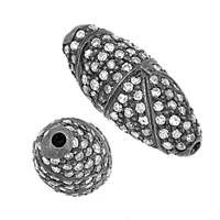 Rhodium Sterling Silver Rice Diamond Bead C-9