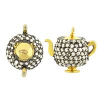 Rhodium Silver Teapot Diamond Charm 10mm