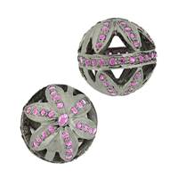 Rhodium Silver Ruby Accent Ball Bead