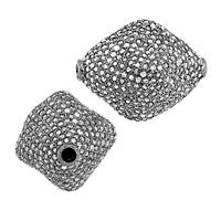 Rhodium Sterling Silver Nugget Diamond Bead N-2