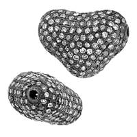 Rhodium Sterling Silver Heart Diamond Bead