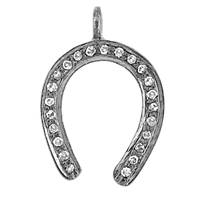 Rhodium Silver Horseshoe Diamond Charm 14mm