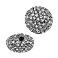 Rhodium Sterling Silver Button Diamond Bead U-2