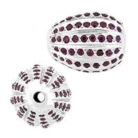 Rhodium Silver Ruby Accent Drop Bead