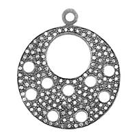 Rhodium Silver Diamond Disc Pendant 28mm