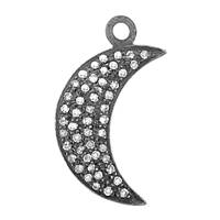 Rhodium Silver Waning Crescent Moon Two Sided Diamond Charm 19mm