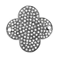 Rhodium Silver Clover Diamond Connector C-1