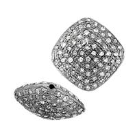 Rhodium Silver Pillow Diamond Bead W-2