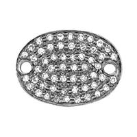 Rhodium Silver Two Sided Oval Diamond Connector