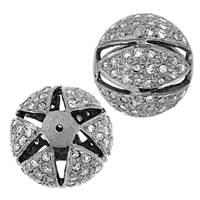 Rhodium Sterling Silver Ball Filigree Diamond Bead