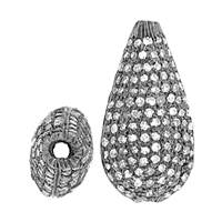 Rhodium Sterling Silver Pear Diamond Bead P-3