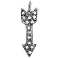 Rhodium Silver Two Sided Arrow Diamond Charm 20mm