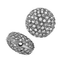 Rhodium Sterling Silver Button Diamond Bead U-3