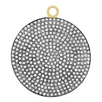 Rhodium Silver Diamond Disc Pendant 30mm