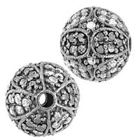 Rhodium Sterling Silver Ball Diamond Bead B-9