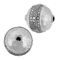 Rhodium Sterling Silver Ball Diamond Bead B-11