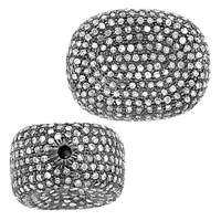 Rhodium Sterling Silver Hollow Diamond Bead