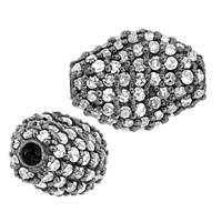 Rhodium Sterling Silver Oval Diamond Bead V-9