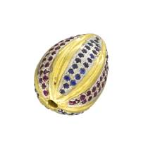 Gold Plated Sterling Silver Drop Diamond Sapphire Ruby Bead