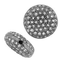 Rhodium Sterling Silver Button Diamond Bead B-4
