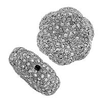 Rhodium Sterling Silver Flower Diamond Bead B-1