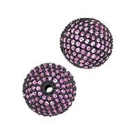 Rhodium Sterling Silver Ball Pink Sapphire Bead