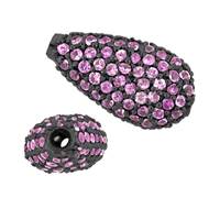 Rhodium Sterling Silver Drop Pink Sapphire Bead