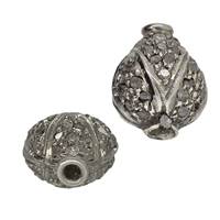 Rhodium Sterling Silver Pear Diamond Bead B-8