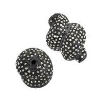 Rhodium Sterling Silver Diamond Twisted Bead B-1