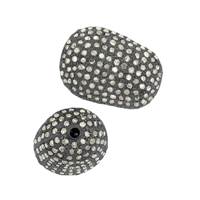 Rhodium Sterling Silver Nugget Diamond Bead B-6